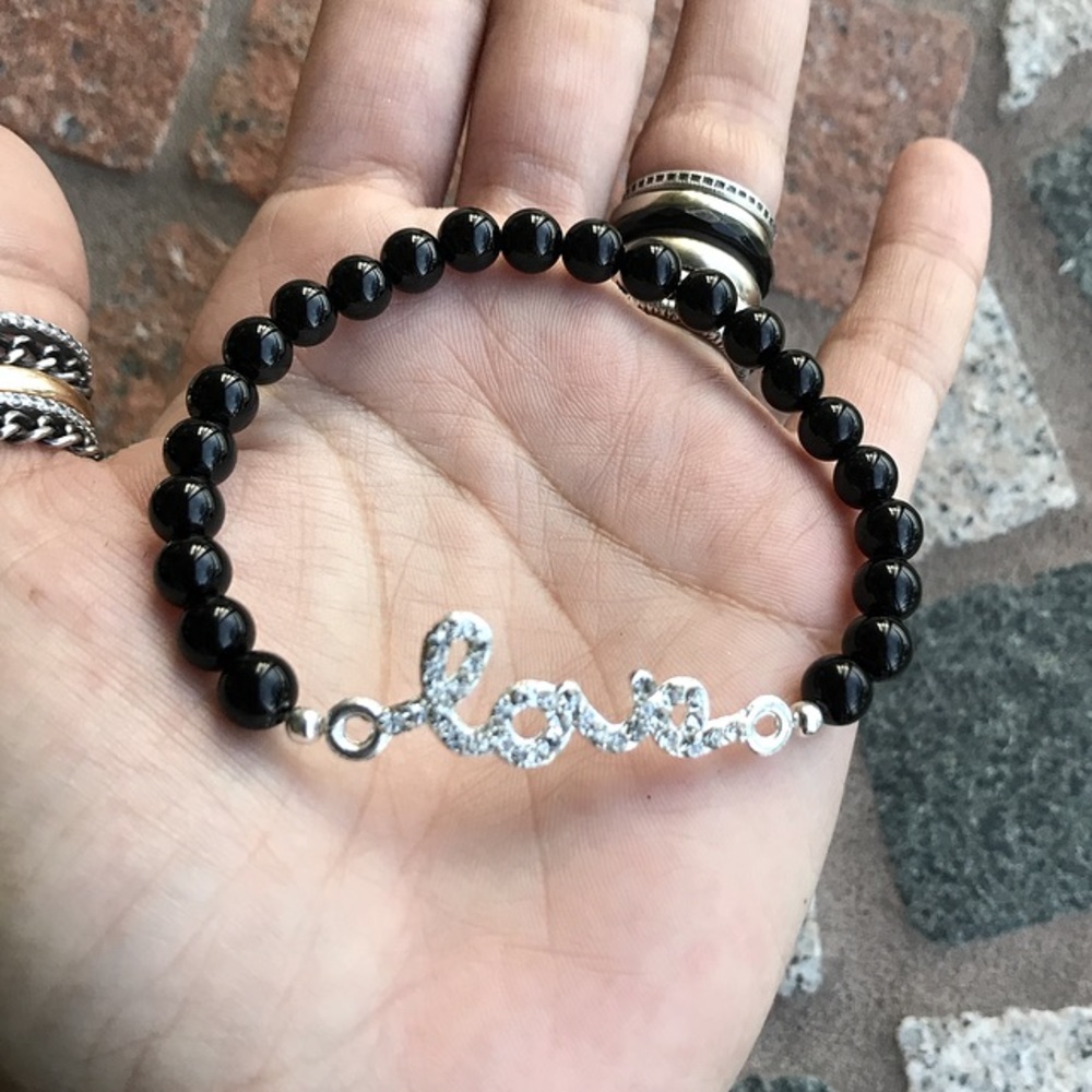 π΄SALE ! Genuine Onyx cz love valentine bracelet - Picture 9 of 11